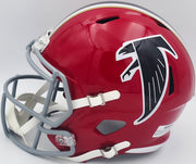 Michael Penix Jr. Autographed Atlanta Falcons 1966-69 Throwback Red Full Size Speed Replica Helmet Beckett BAS Witness Stock #242566