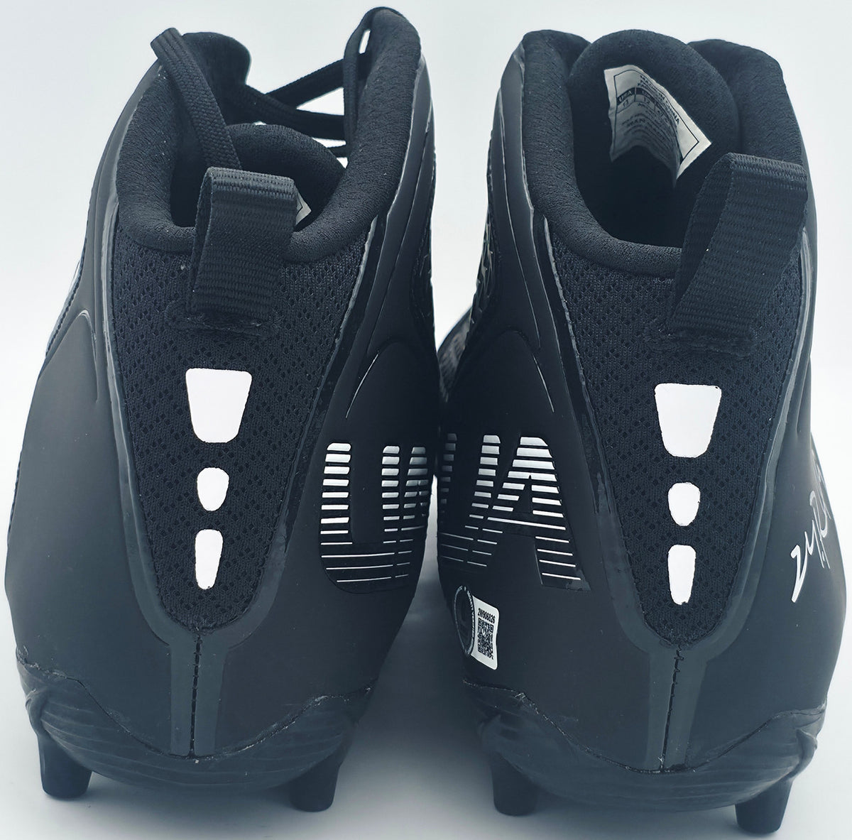Michael Penix Jr. Autographed Pair of Black Under Armour Team Fierce MC Cleats Atlanta Falcons Size 13 Beckett BAS Witness Stock #242579