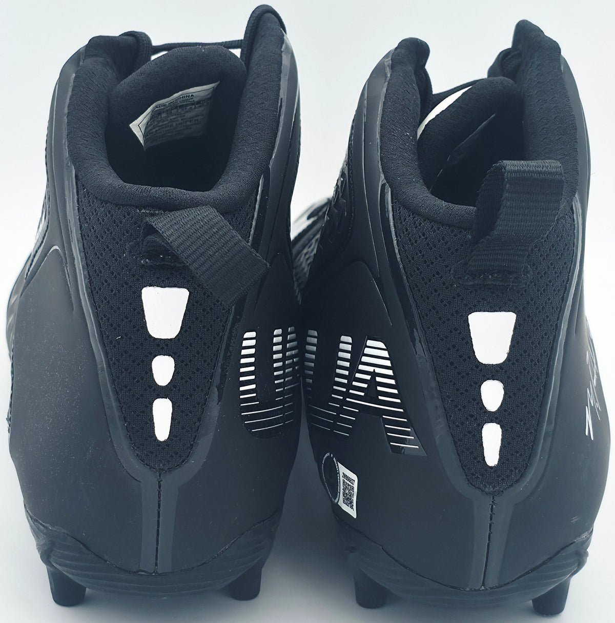 Michael Penix Jr. Autographed Pair of Black Under Armour Team Fierce MC Cleats Atlanta Falcons Size 13.5 Beckett BAS Witness Stock #242580