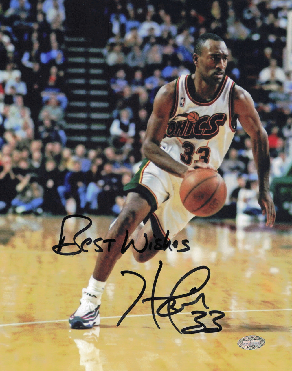 Hersey Hawkins Autographed 8x10 Photo Seattle Supersonics MCS Holo #87286