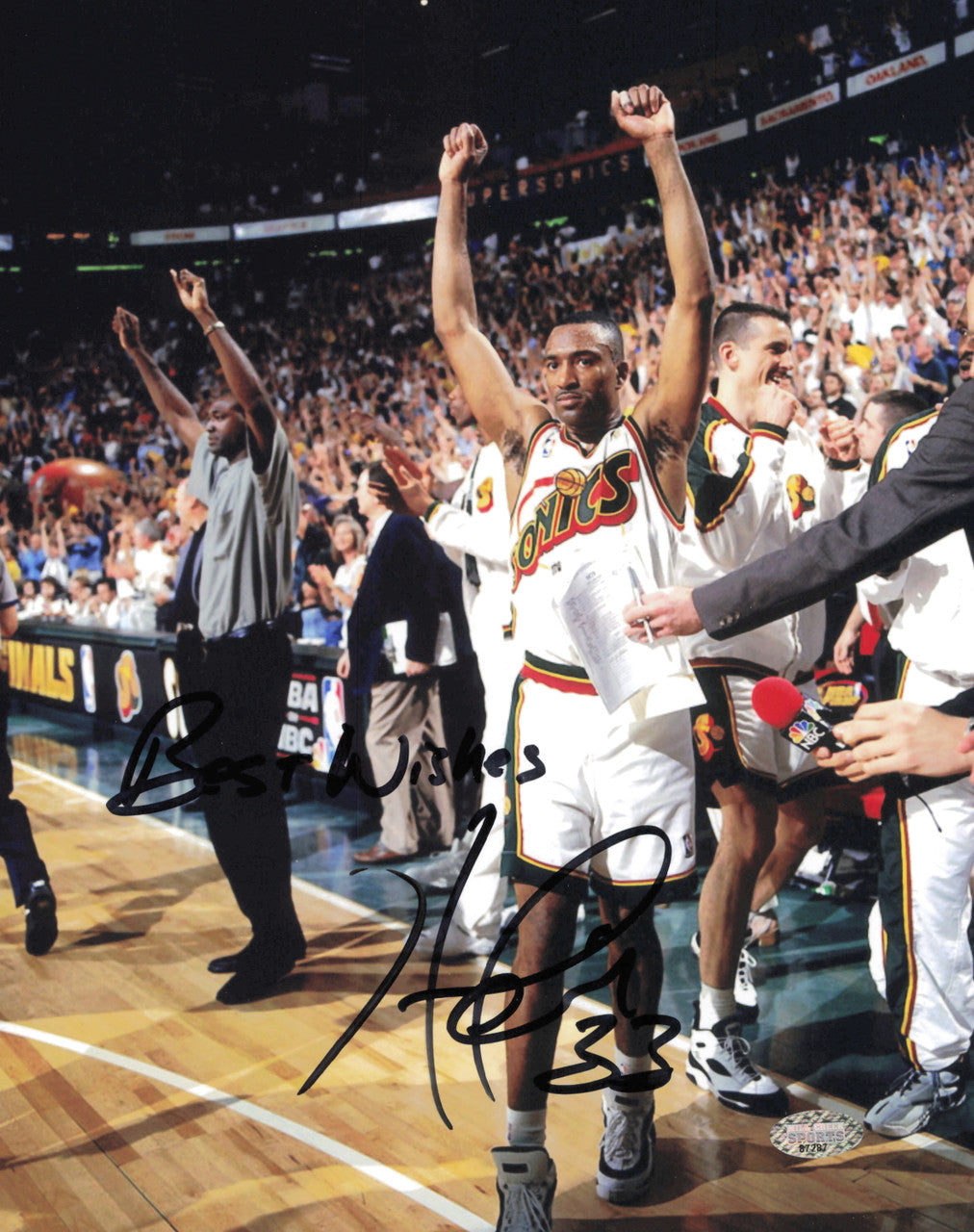 Hersey Hawkins Autographed 8x10 Photo Seattle Supersonics MCS Holo #87287