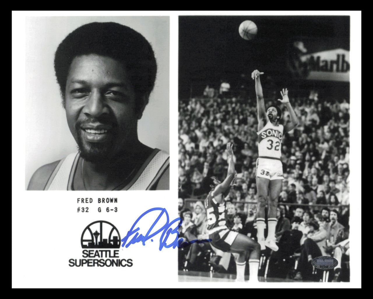 Downton Fred "Freddie" Brown Autographed 8x10 Photo Seattle Supersonics MCS Holo #87316
