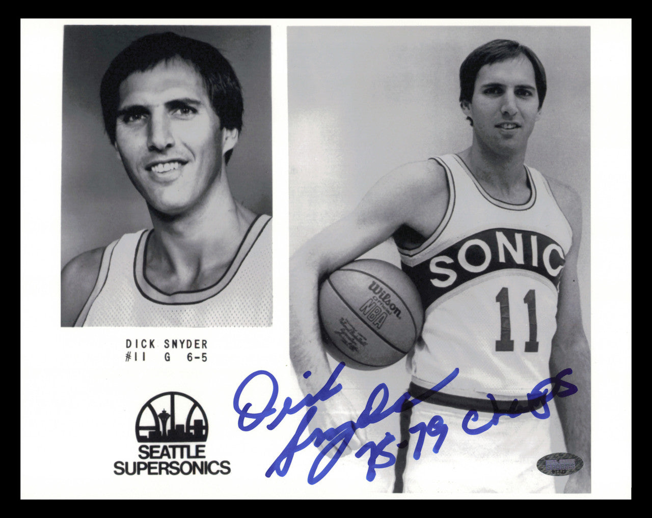 Dick Snyder Autographed 8x10 Photo Seattle Supersonics MCS Holo #87329