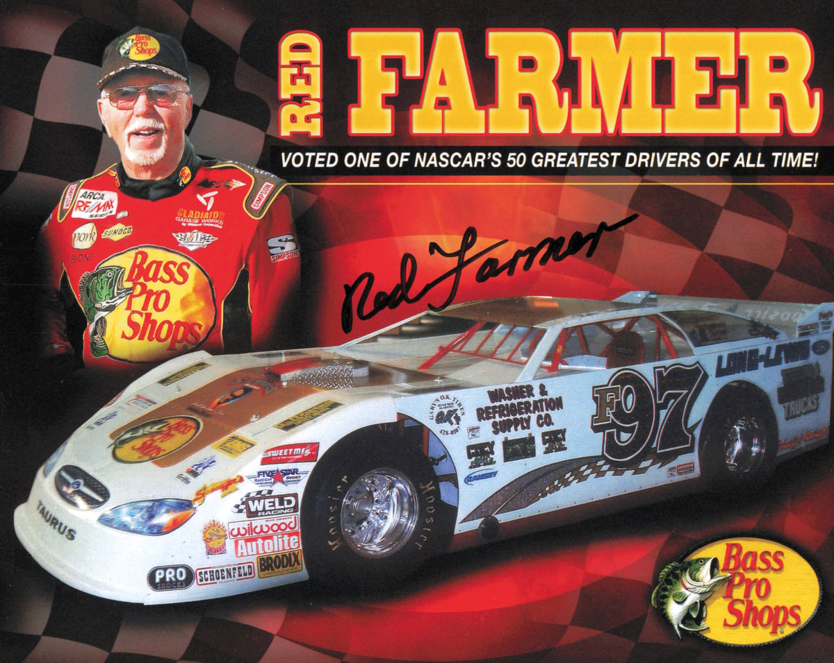 Red Farmer Autographed 8x10 Photo Nascar SKU #244857