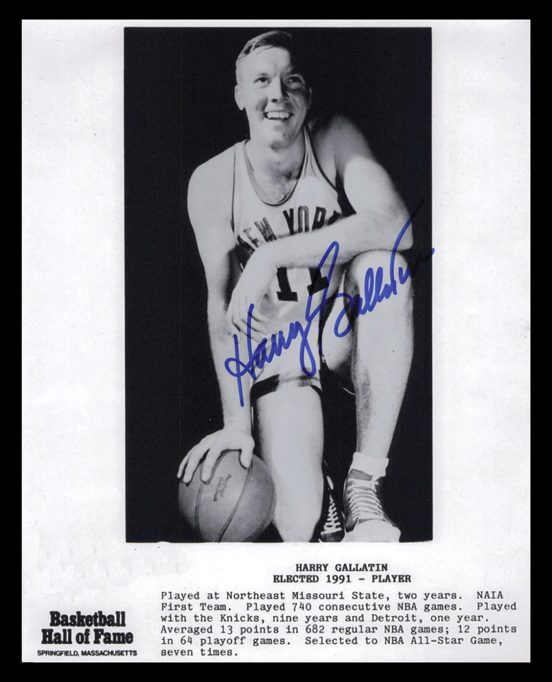 Harry Gallatin Autographed 8x10 Photo New York Knicks SKU #244934