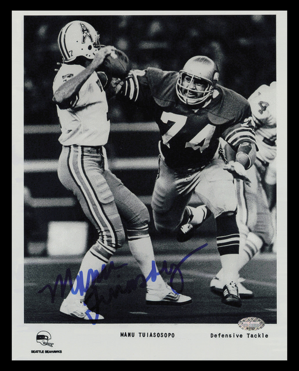 Manu Tuiasosopo Autographed 8x10 Photo Seattle Seahawks MCS Holo #63205