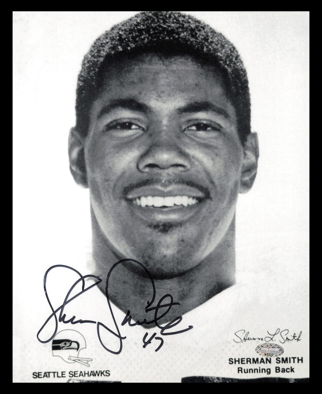 Sherman Smith Autographed 8x10 Photo Seattle Seahawks MCS Holo #63211