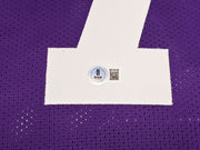 LSU Tigers Patrick Peterson Autographed Purple Jersey Beckett BAS Witness Stock #243598
