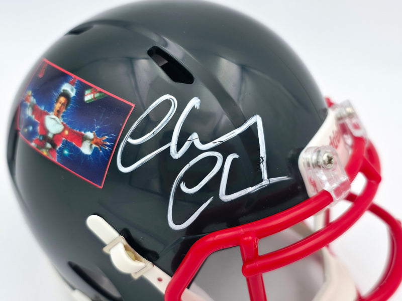 Chevy Chase Autographed Christmas Vacation Black Speed Mini Helmet Beckett BAS QR Stock #243613