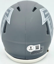 Michael Vick Autographed Atlanta Falcons Slate Gray Speed Mini Helmet Beckett BAS Witness Stock #243637