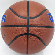 Allen Iverson Autographed Composite Leather Philadelphia 76ers Logo Basketball Beckett BAS Witness Stock #243643
