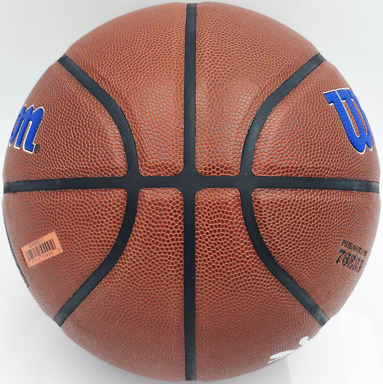 Allen Iverson Autographed Composite Leather Philadelphia 76ers Logo Basketball Beckett BAS Witness Stock #243643