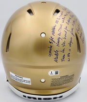 Rudy Ruettiger Autographed Notre Dame Fighting Irish Gold Full Size Authentic Speed Helmet Full Movie Speech Beckett BAS Witness Stock #243660