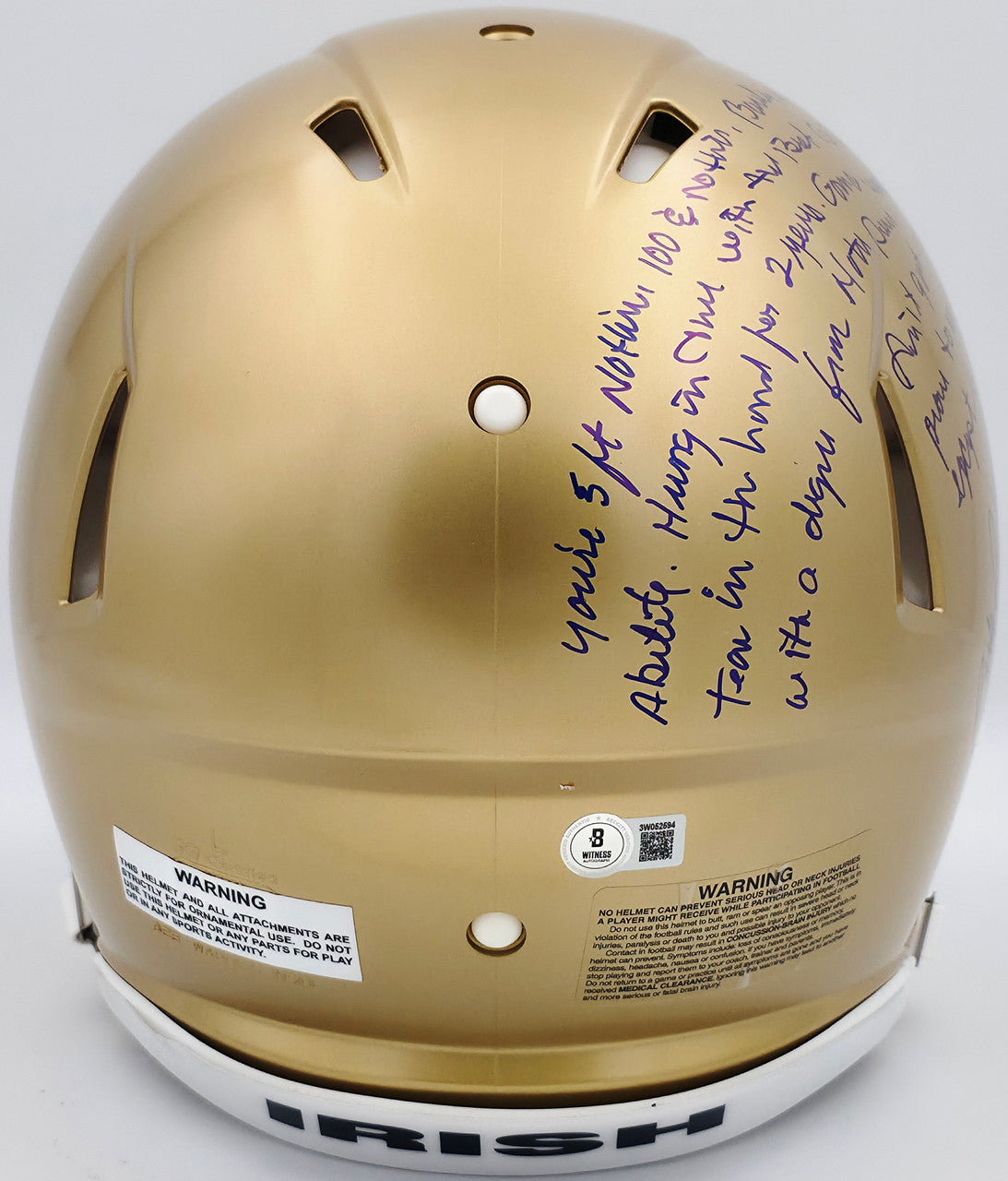 Rudy Ruettiger Autographed Notre Dame Fighting Irish Gold Full Size Authentic Speed Helmet Full Movie Speech Beckett BAS Witness Stock #243660
