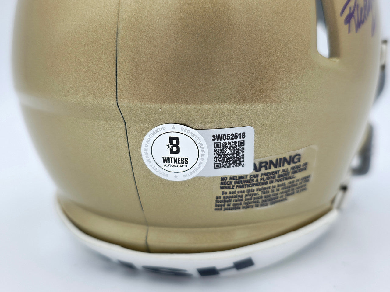 Rudy Ruettiger Autographed Notre Dame Fighting Irish Gold Speed Mini Helmet "Play Sketch" Beckett BAS Witness Stock #244039
