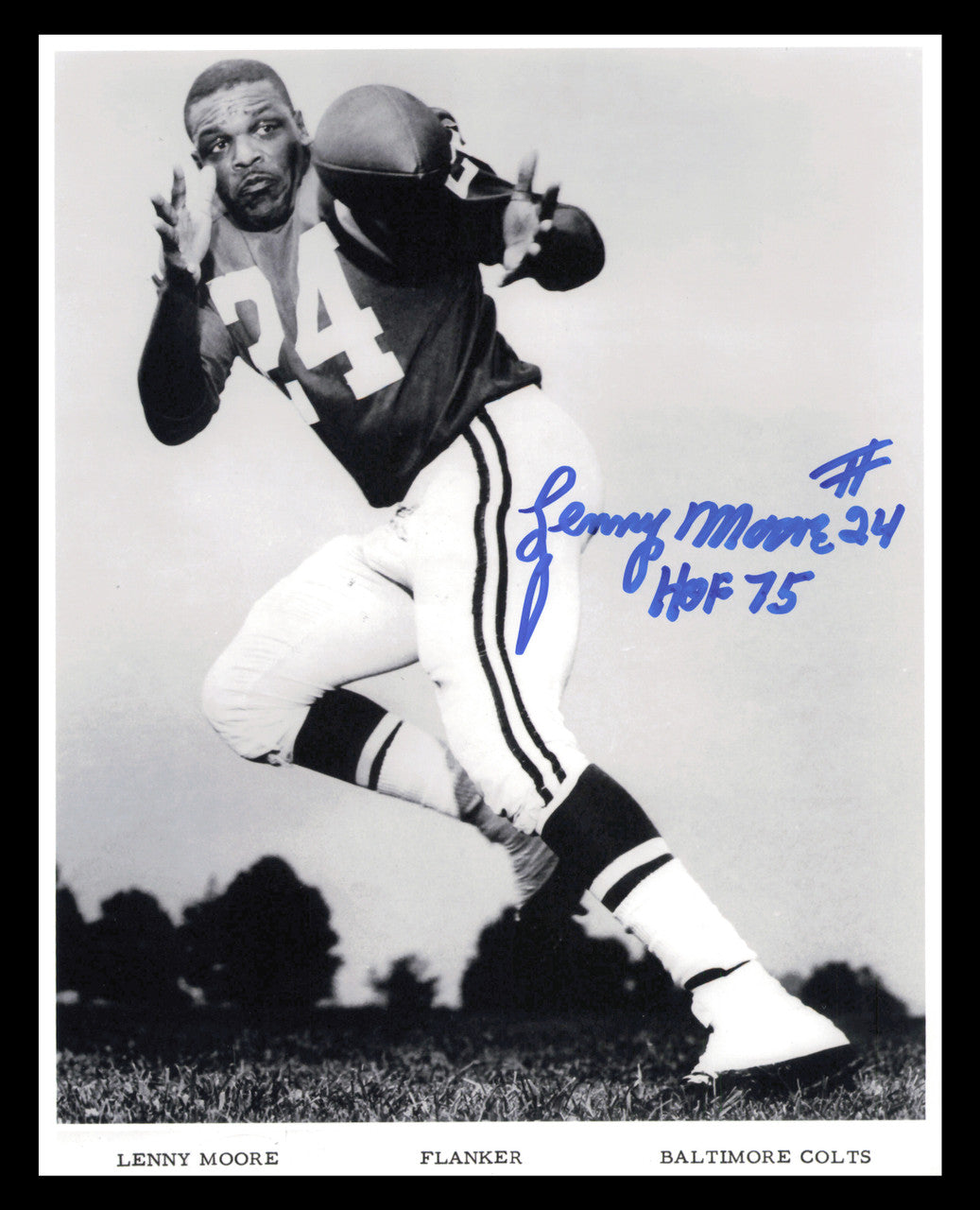 Lenny Moore Autographed 8x10 Photo Baltimore Colts "HOF 75" SKU #245931
