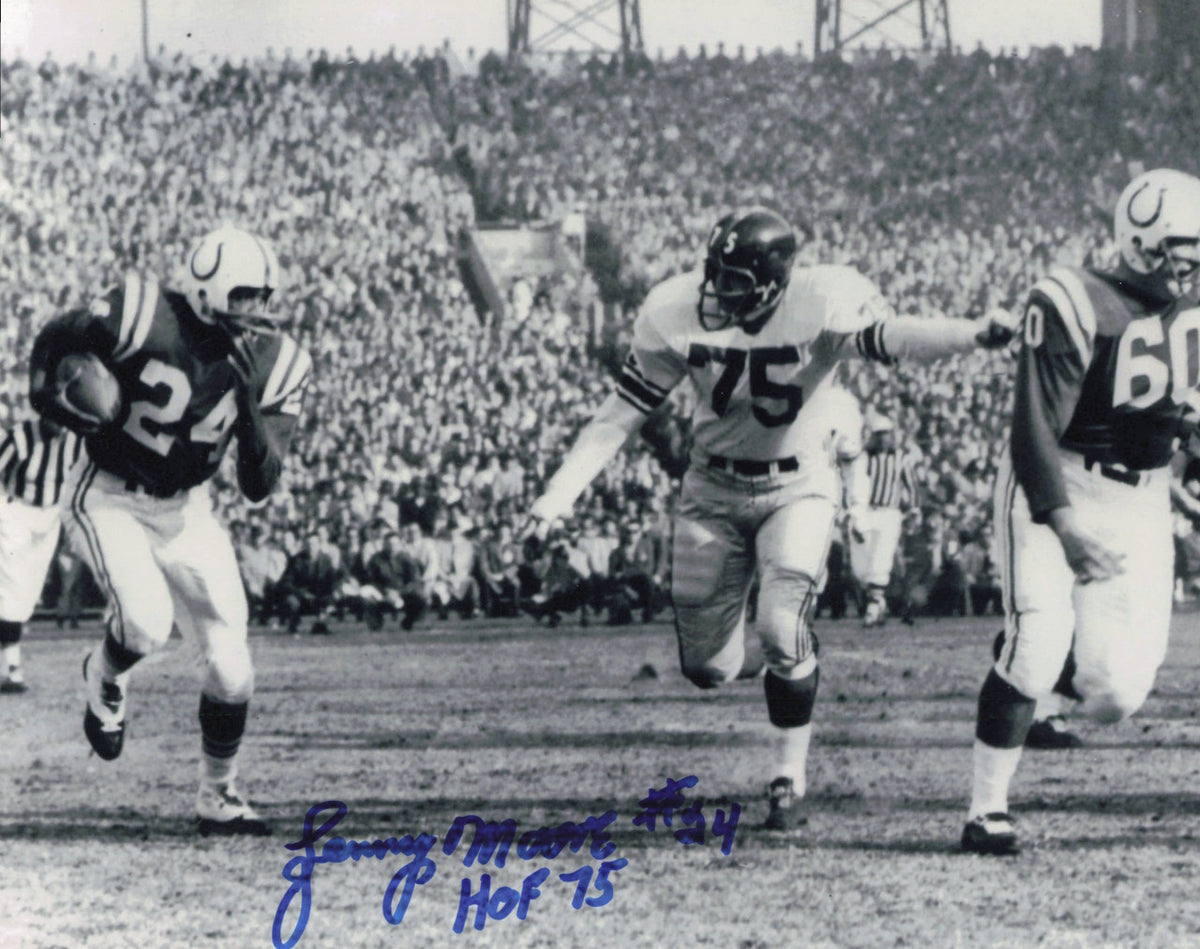 Lenny Moore Autographed 8x10 Photo Baltimore Colts "HOF 75" SKU #245932