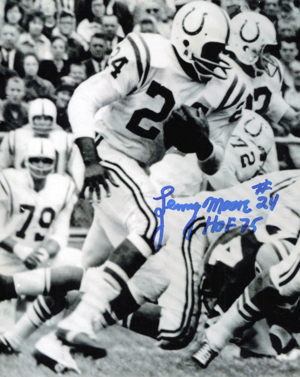 Lenny Moore Autographed 8x10 Photo Baltimore Colts "HOF 75" SKU #245936