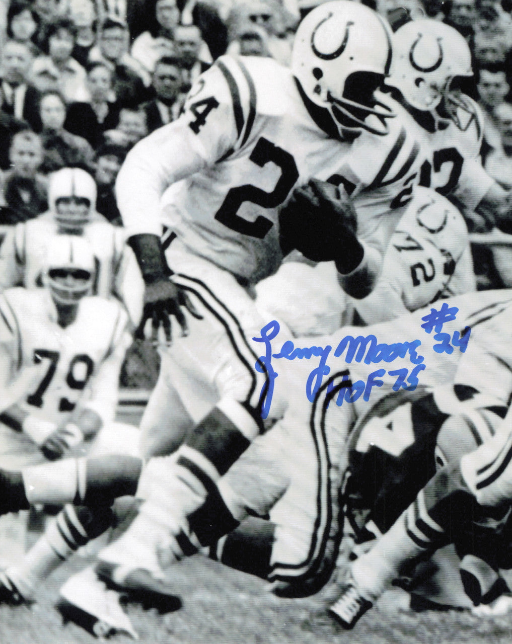 Lenny Moore Autographed 8x10 Photo Baltimore Colts "HOF 75" SKU #245937