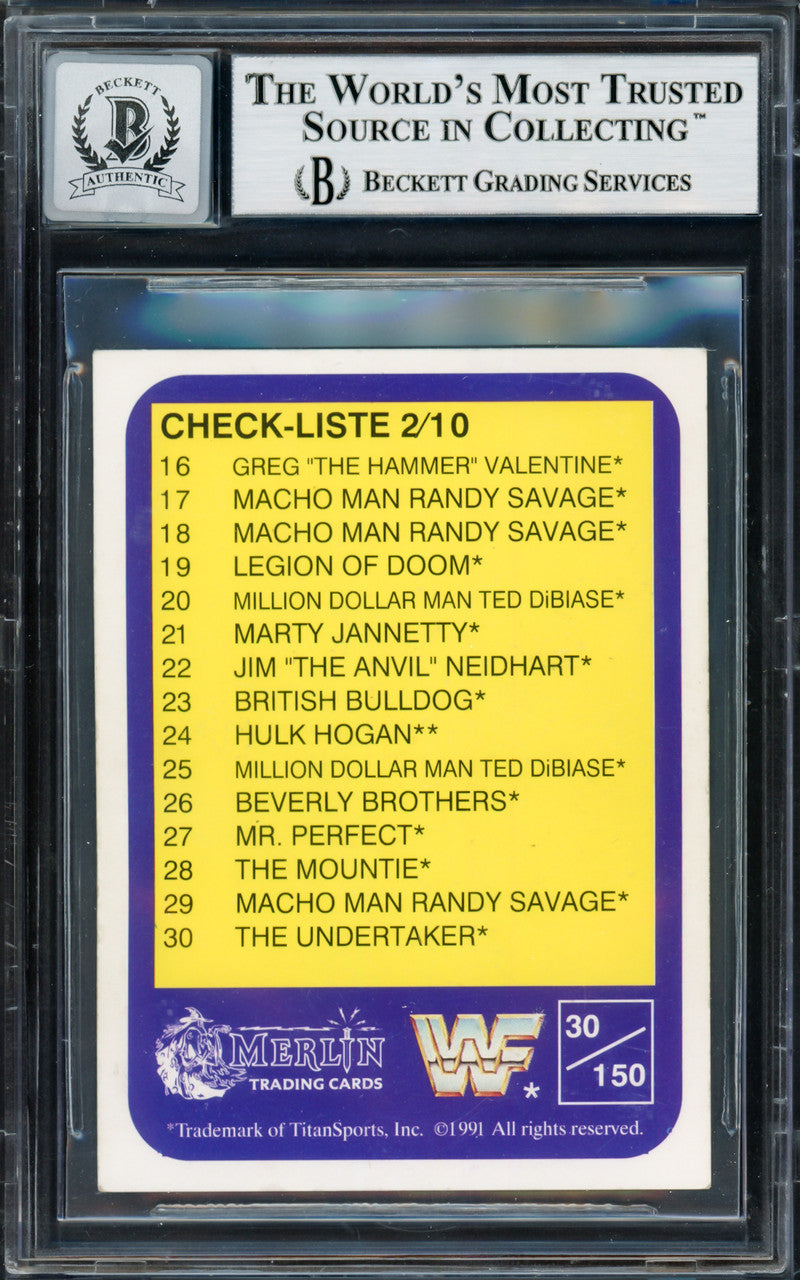 Undertaker Autographed 1991 Merlin WWF German Rookie Card #30 Auto Grade Gem Mint 10 Beckett BAS #14057853