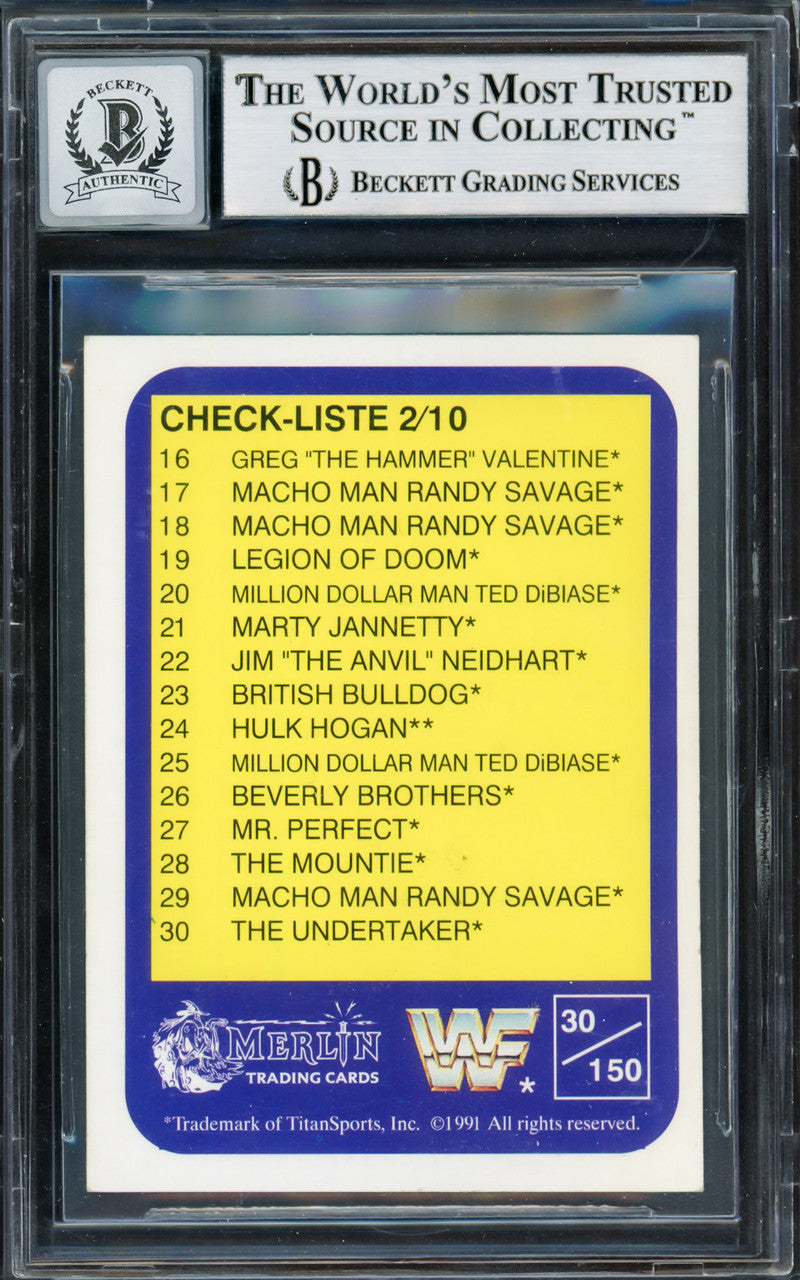 Undertaker Autographed 1991 Merlin WWF German Rookie Card #30 Auto Grade Gem Mint 10 Beckett BAS #14057838