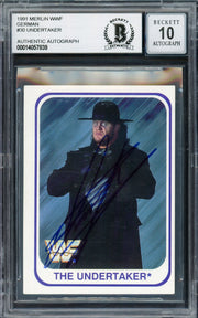 Undertaker Autographed 1991 Merlin WWF German Rookie Card #30 Auto Grade Gem Mint 10 Beckett BAS #14057839