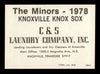 Larry Monroe Autographed 1978 TCMA Card #44 Knoxville Knox Sox SKU #231721