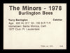 Terry Bevington Autographed 1978 TCMA Rookie Card #166 Burlington Bees SKU #231722
