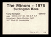 Terry Bevington Autographed 1978 TCMA Rookie Card #166 Burlington Bees SKU #231723