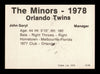 John Goryl Autographed 1978 TCMA Card #126 Orlando Twins SKU #231724