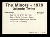 John Goryl Autographed 1978 TCMA Card #126 Orlando Twins SKU #231725
