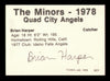 Brian Harper Autographed 1978 TCMA Rookie Card #277 Quad City Angels SKU #231733