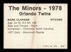 Mark Clapham Autographed 1978 TCMA Rookie Card #229 Orlando Twins SKU #231740