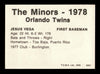 Jesus Vega Autographed 1978 TCMA Card #231 Orlando Twins SKU #231743