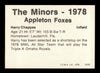 Harry Chappas Autographed 1978 TCMA Rookie Card #339 Appleton Foxes SKU #231802