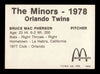 Bruce MacPherson Autographed 1978 TCMA Rookie Card #233 Orlando Twins SKU #231814