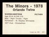 Warren Mertens Autographed 1978 TCMA Rookie Card #217 Orlando Twins SKU #231817