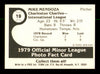 Mike Mendoza Autographed 1979 TCMA Card #19 Charleston Charlies SKU #231858