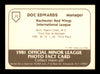 Doc Edwards Autographed 1981 TCMA Card #22 Rochester Red Wings SKU #231867