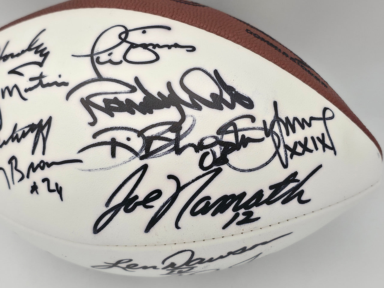 Super Bowl MVP's Autographed Official White Wilson NFL Football With 16 Signatures including Joe Namath PSA/DNA #AB10151
