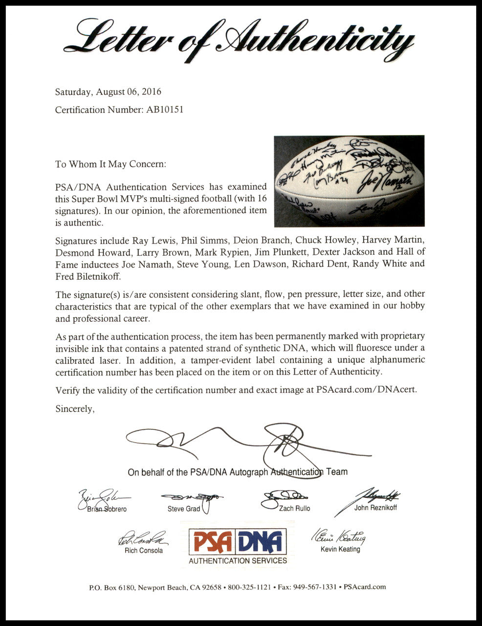 Super Bowl MVP's Autographed Official White Wilson NFL Football With 16 Signatures including Joe Namath PSA/DNA #AB10151