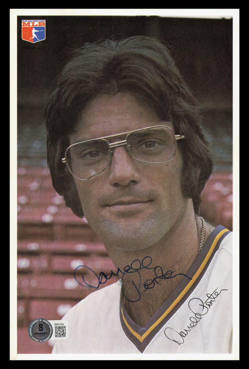 Darrell Porter Autographed 6x9 Team Issued Photo Milwaukee Brewers 1976 Beckett BAS QR #BM37454