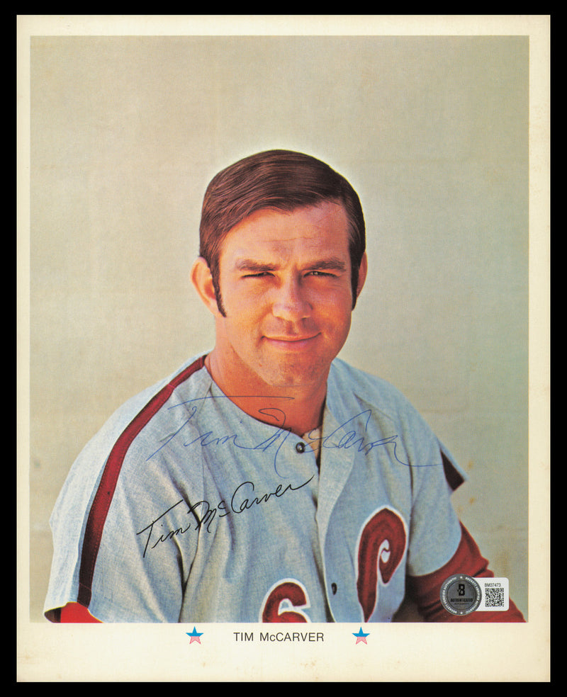Tim McCarver Autographed 8x10 Team Issued Photo Philadelphia Phillies 1971 Beckett BAS QR #BM37473