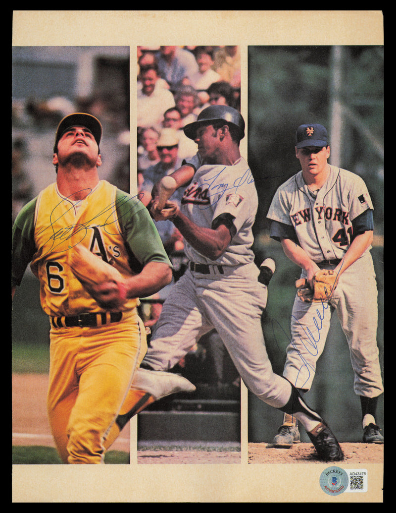 Tom Seaver, Tony Oliva & Sal Bando Autographed 8x11 Magazine Page Photo Beckett BAS #AD43476