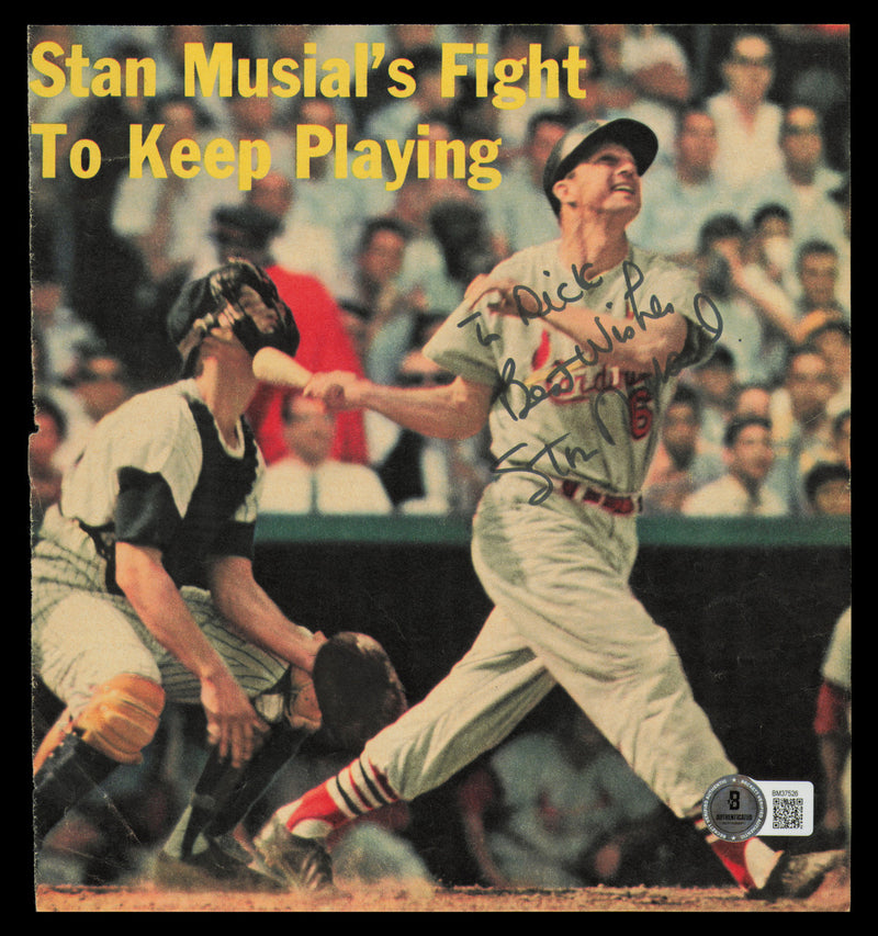 Stan Musial Autographed 8x8 Magazine Page Photo St. Louis Cardinals "To Dick" Beckett BAS QR #BM37526