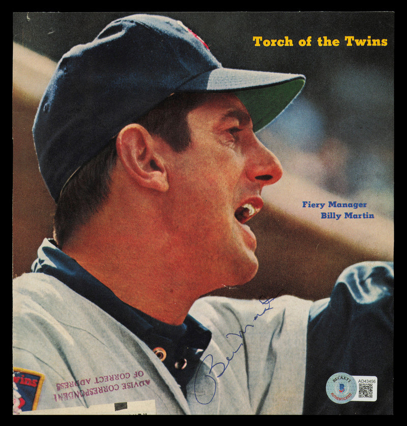 Billy Martin Autographed 8x8 Magazine Page Photo Minnesota Twins Beckett BAS #AD43456