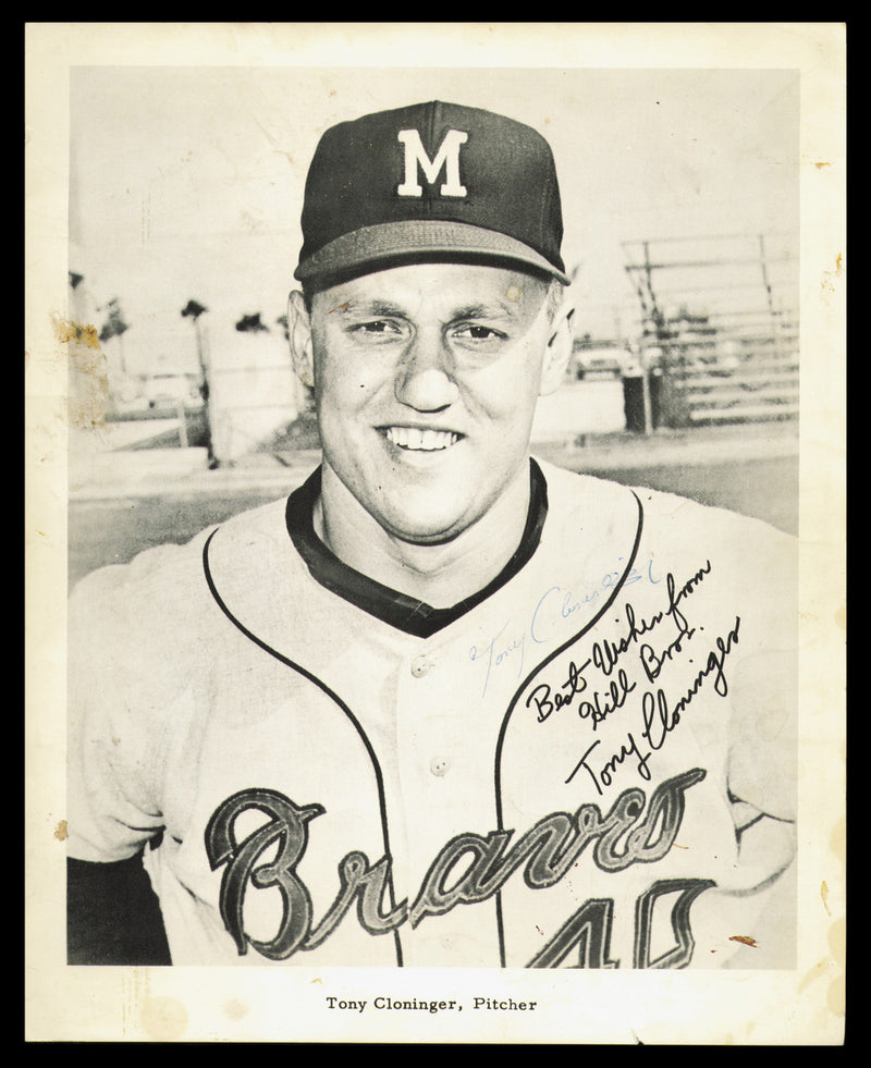 Tony Cloninger Autographed 8.5x10.5 Photo Milwaukee Braves SKU #232410