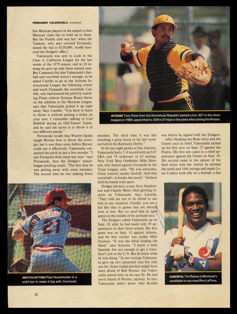 Tim Raines Autographed 8.5x11.5 Magazine Page Photo Montreal Expos SKU #232506
