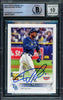 Wander Franco Autographed 2022 Topps Opening Day Rookie Card #208 Tampa Bay Rays Auto Grade Gem Mint 10 Beckett BAS Stock #216640