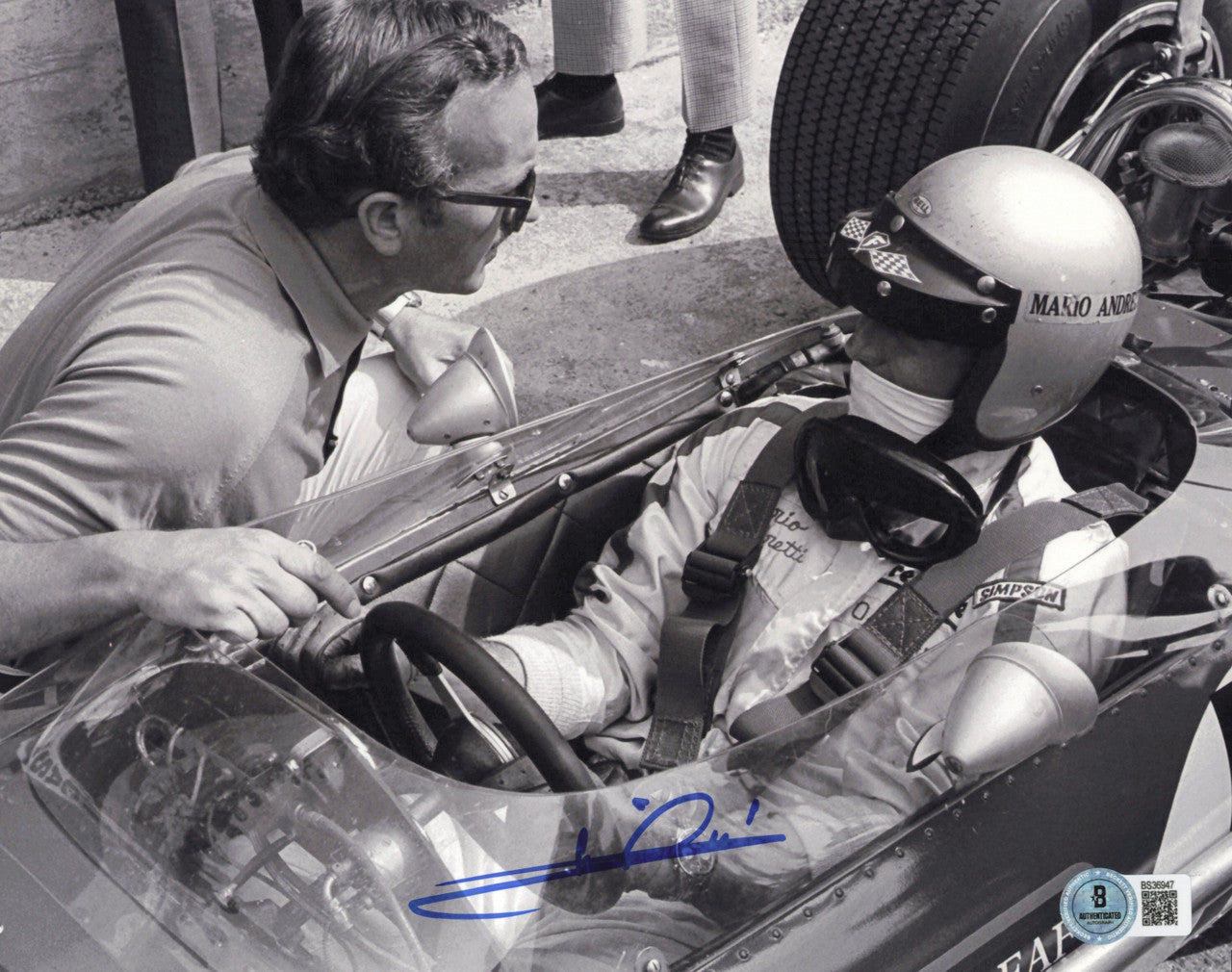 Mario Andretti Autographed 8x10 Photo Indy Car Beckett BAS QR #BS36947